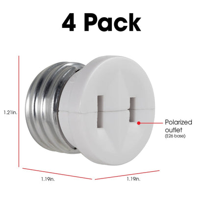Power Gear Polarized Light Socket Adapter, White, 4pk