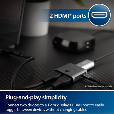 Philips Elite 2-Port HDMI 2.1 Switch, Silver
