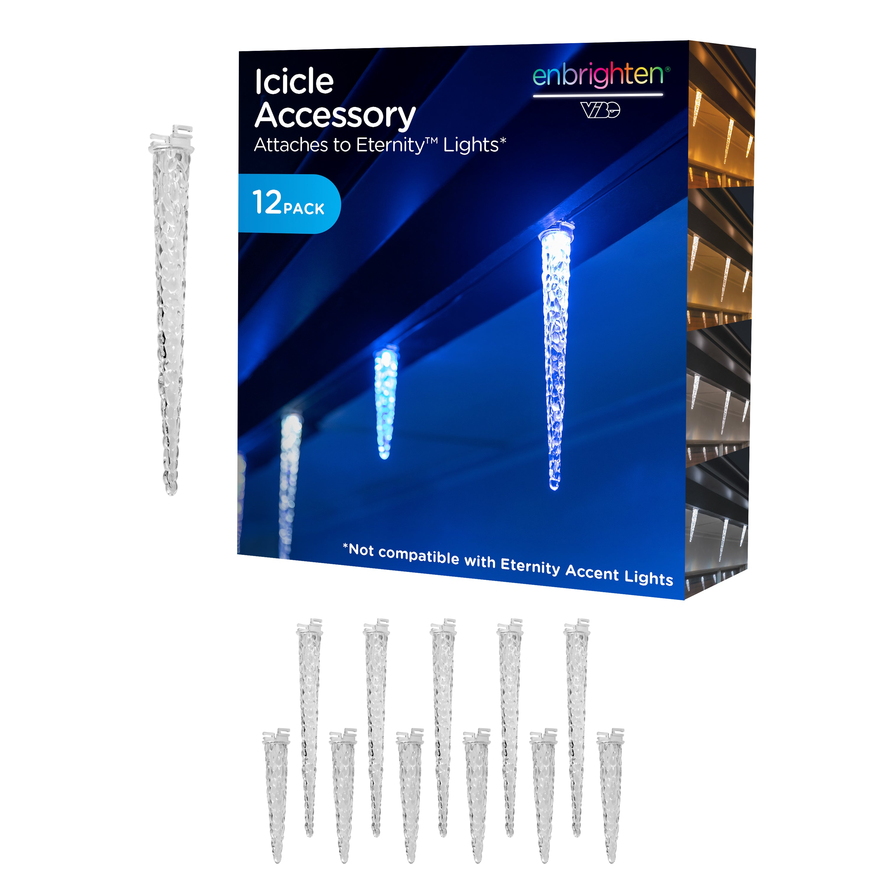 Enbrighten VIBE Eternity Lights Icicle Accessories, 12 Pack