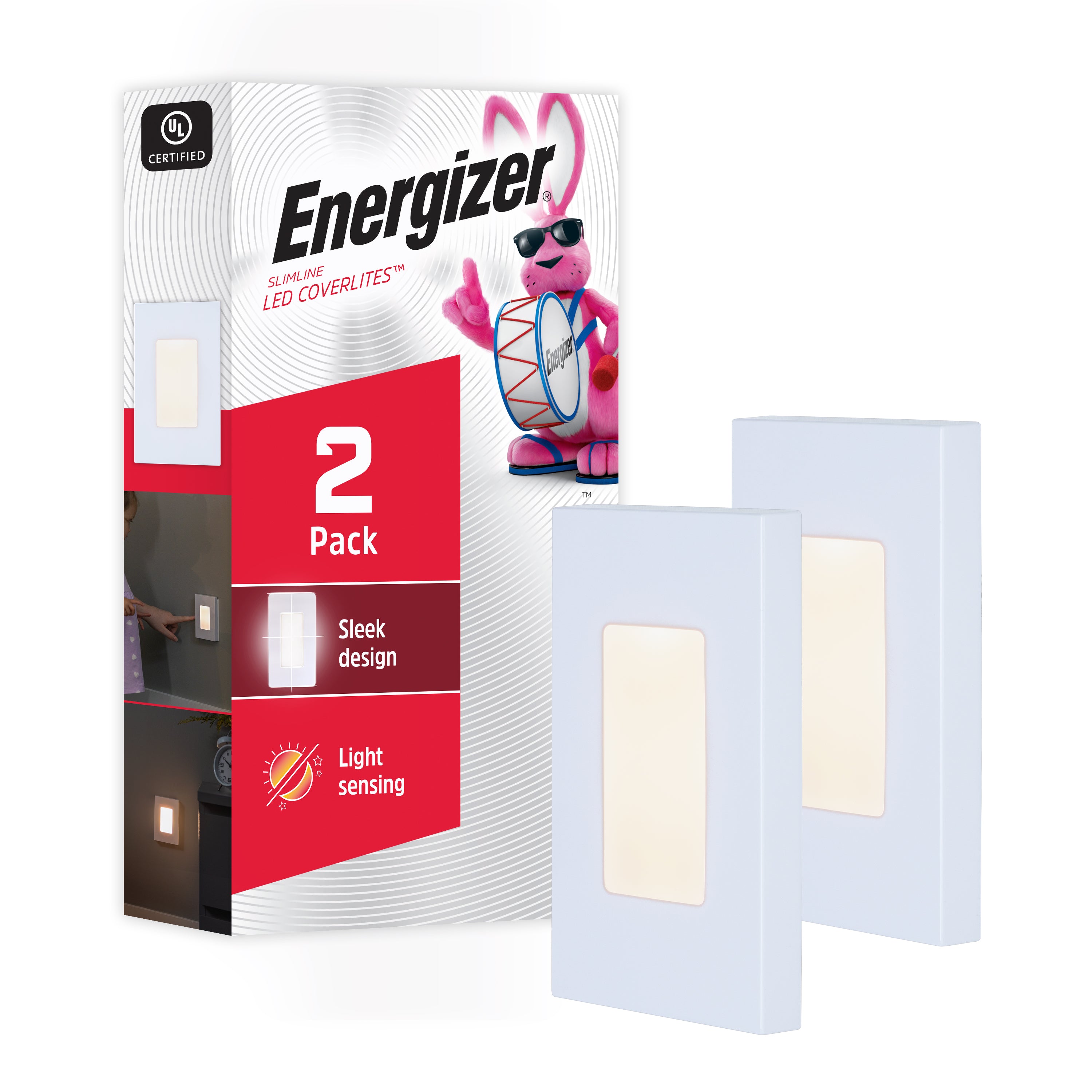 Energizer SlimLine CoverLite LED Night Light, 2 Pack