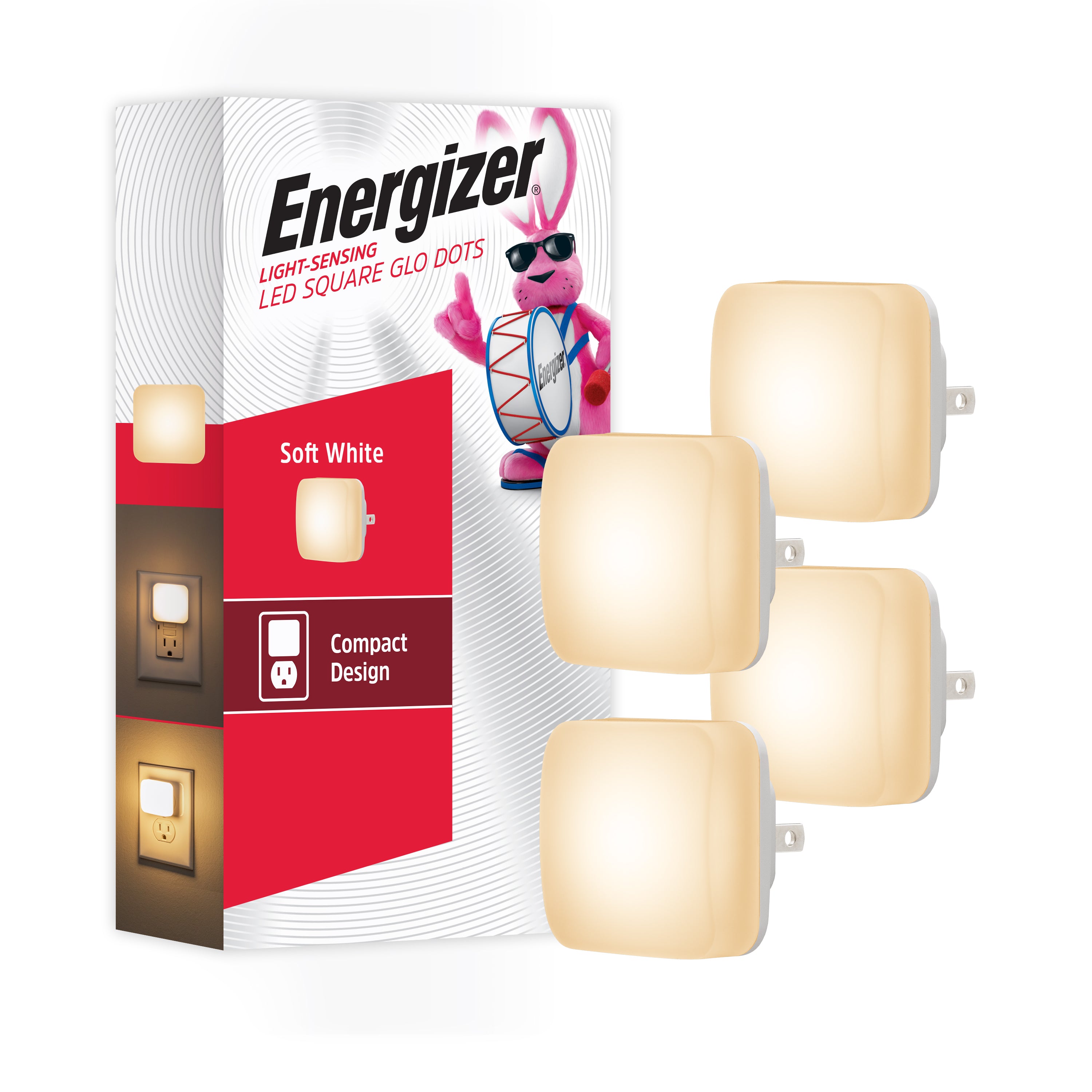 Energizer Mini Square LED Night Light, 4 Pack