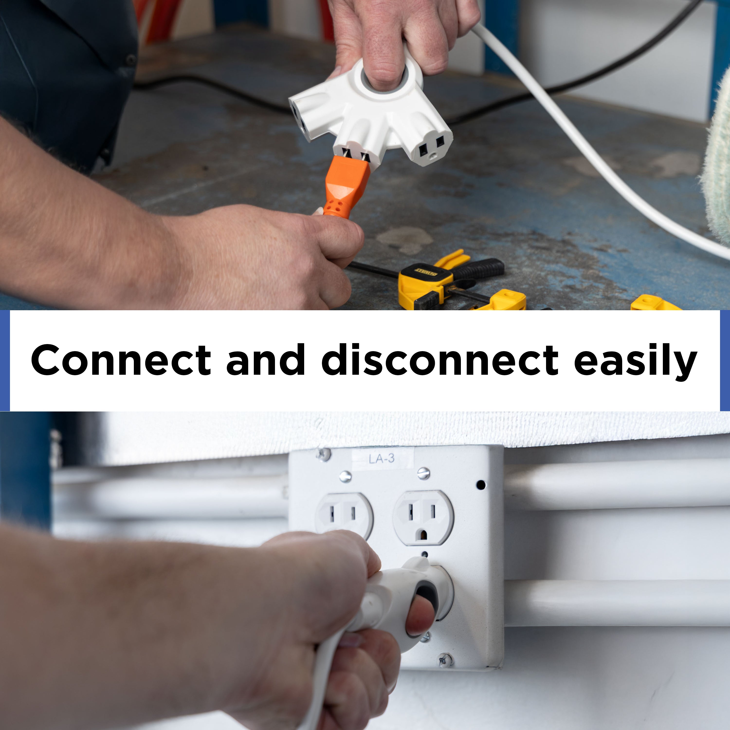 GE 3-Outlet EZGrip Grounded Extension Cord, 50ft., Indoor/Outdoor, White