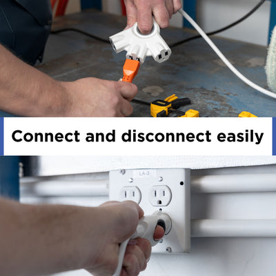 GE 3-Outlet EZGrip Grounded Extension Cord, 50ft., Indoor/Outdoor, White