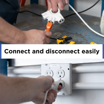 GE 3-Outlet EZGrip Grounded Extension Cord, 50ft., Indoor/Outdoor, White