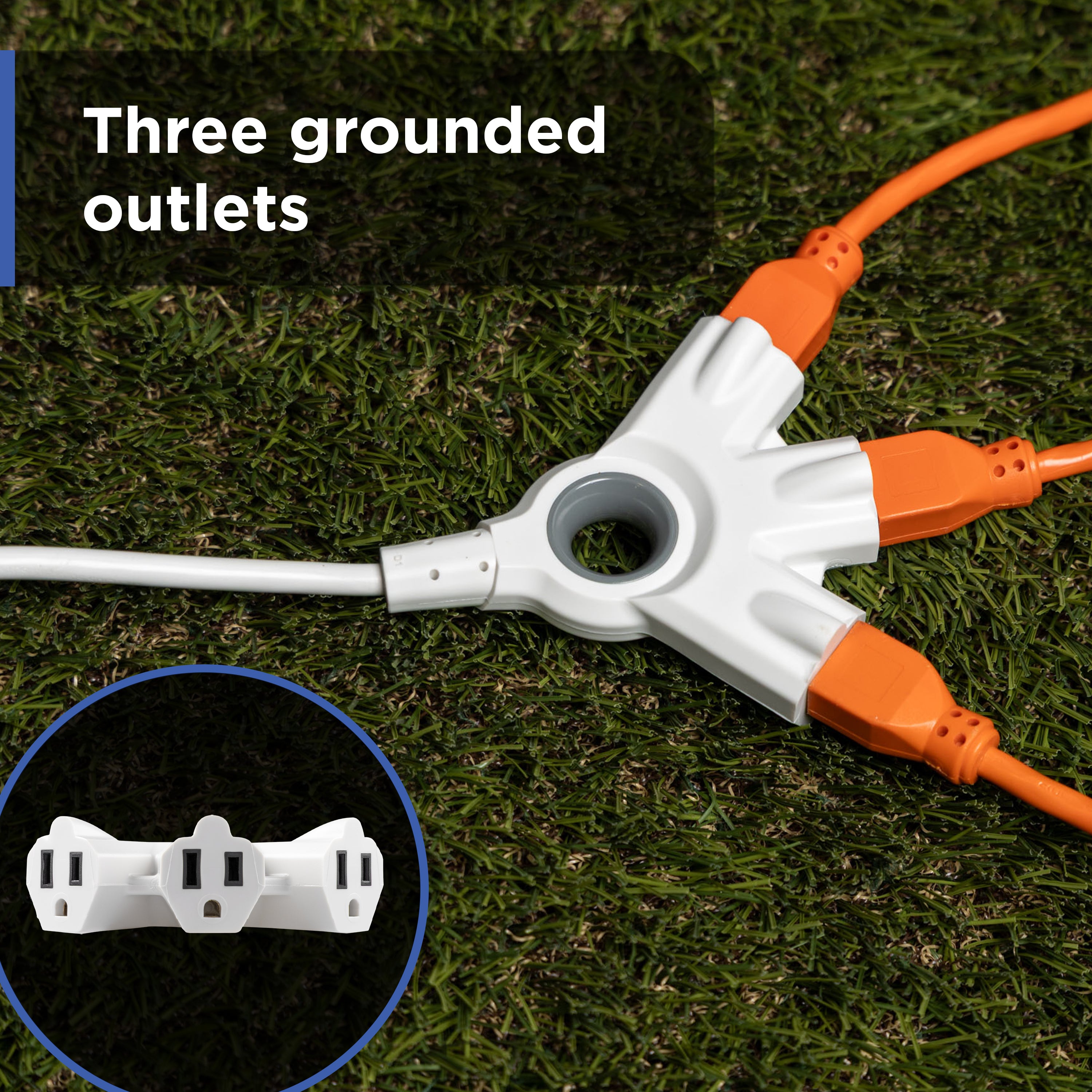 GE 3-Outlet EZGrip Grounded Extension Cord, 50ft., Indoor/Outdoor, White
