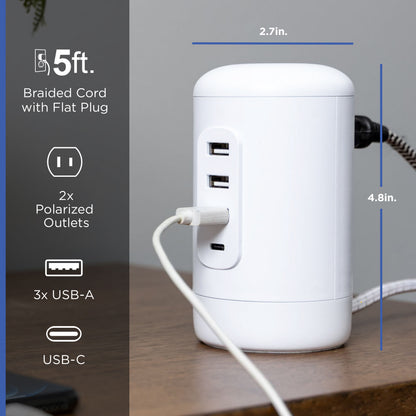 GE USB Desktop Charging Station, White