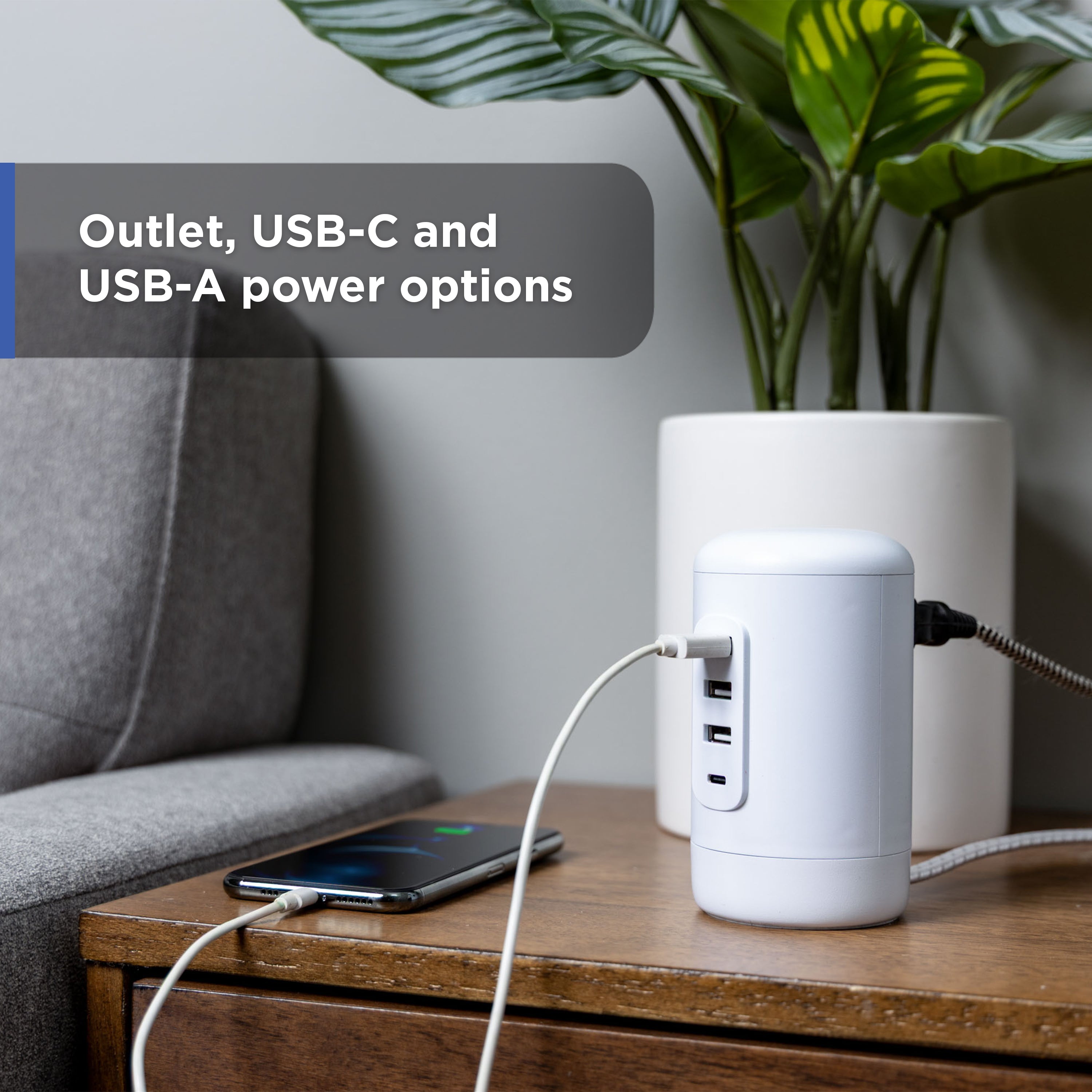 GE USB Desktop Charging Station, White
