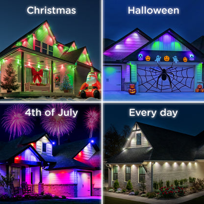 Enbrighten VIBE WiFi Color-Changing Permanent Outdoor Eternity Accent Lights, 24 Lights, 100ft. White Cord