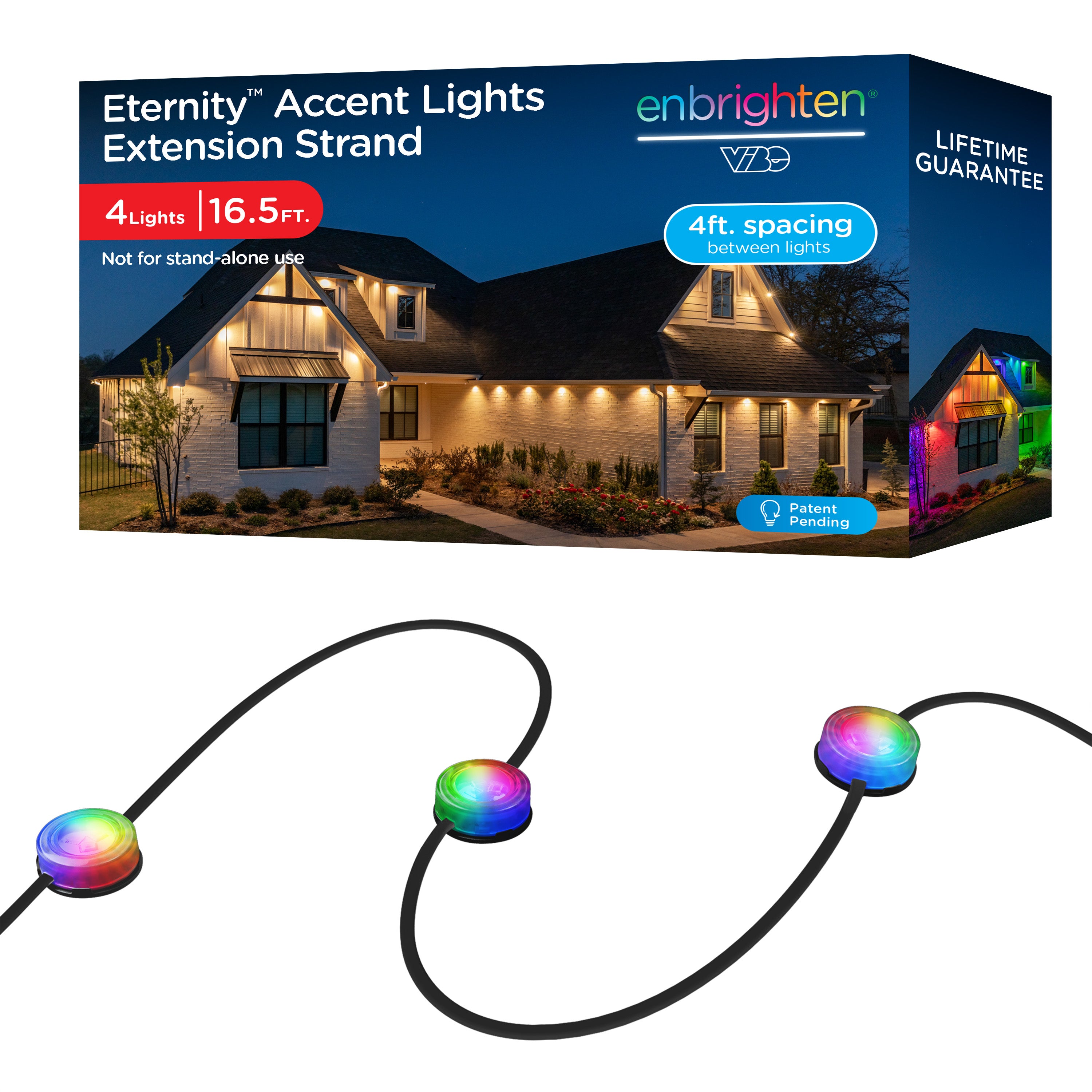 Enbrighten VIBE WiFi Eternity Accent Light Extension Light Strand, 16.5ft. Black