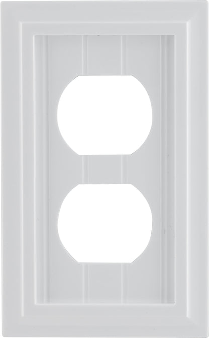 UltraPro Screwless Duplex Receptacle Wallplate, White Coastal