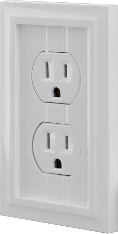 UltraPro Screwless Duplex Receptacle Wallplate, White Coastal