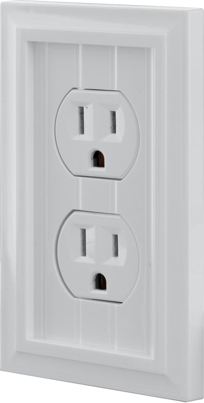 UltraPro Screwless Duplex Receptacle Wallplate, White Coastal