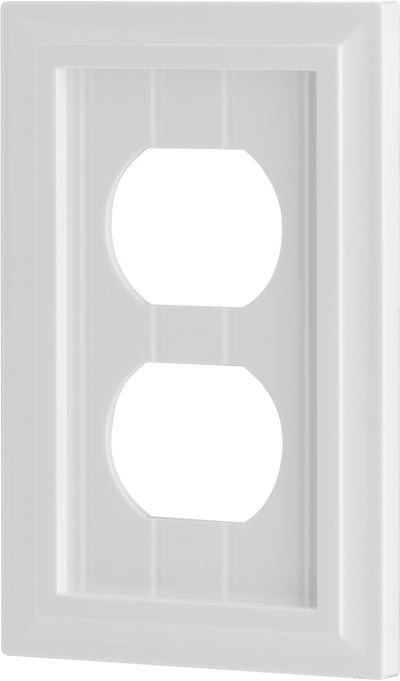 UltraPro Screwless Duplex Receptacle Wallplate, White Coastal