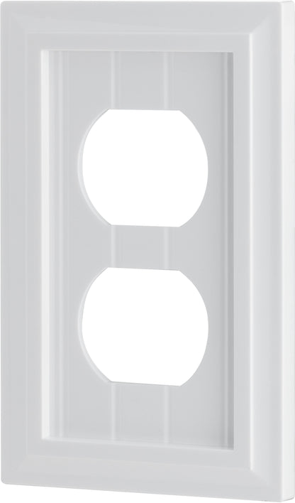 UltraPro Screwless Duplex Receptacle Wallplate, White Coastal