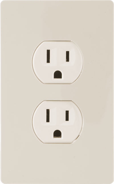 UltraPro Screwless Duplex Receptacle Wallplate, Light Almond