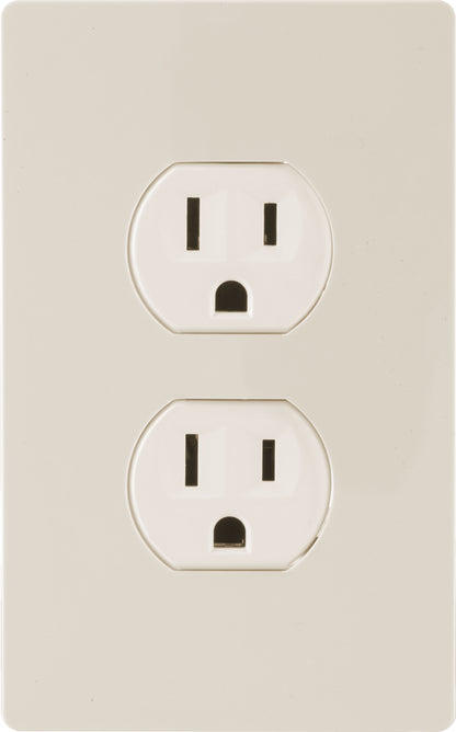 UltraPro Screwless Duplex Receptacle Wallplate, Light Almond
