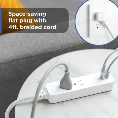 GE 2-Outlet 4ft. Surge Protector with USB Charging, White