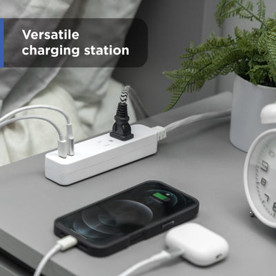 GE 2-Outlet 4ft. Surge Protector with USB Charging, White