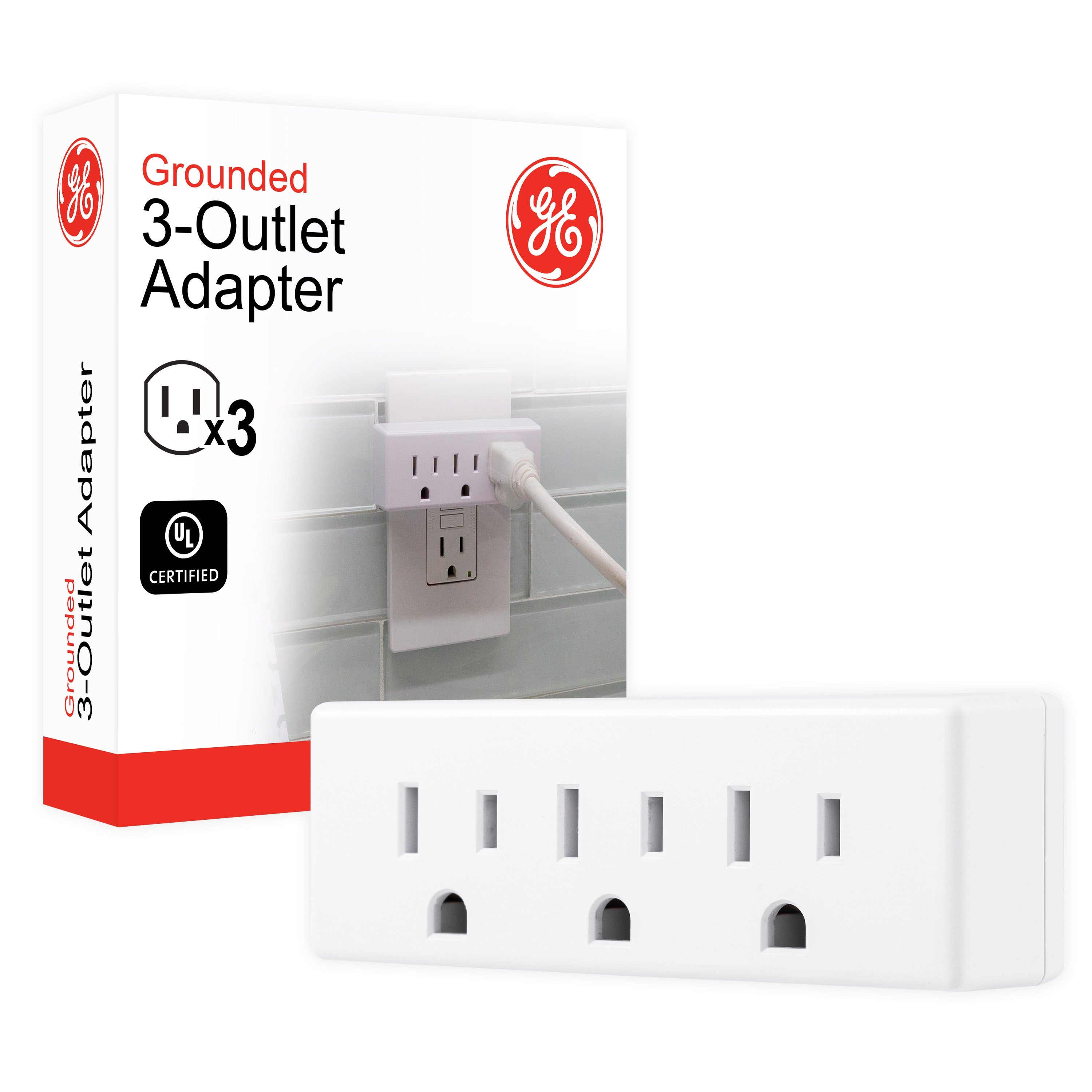 GE 3-Outlet Wall Tap, White