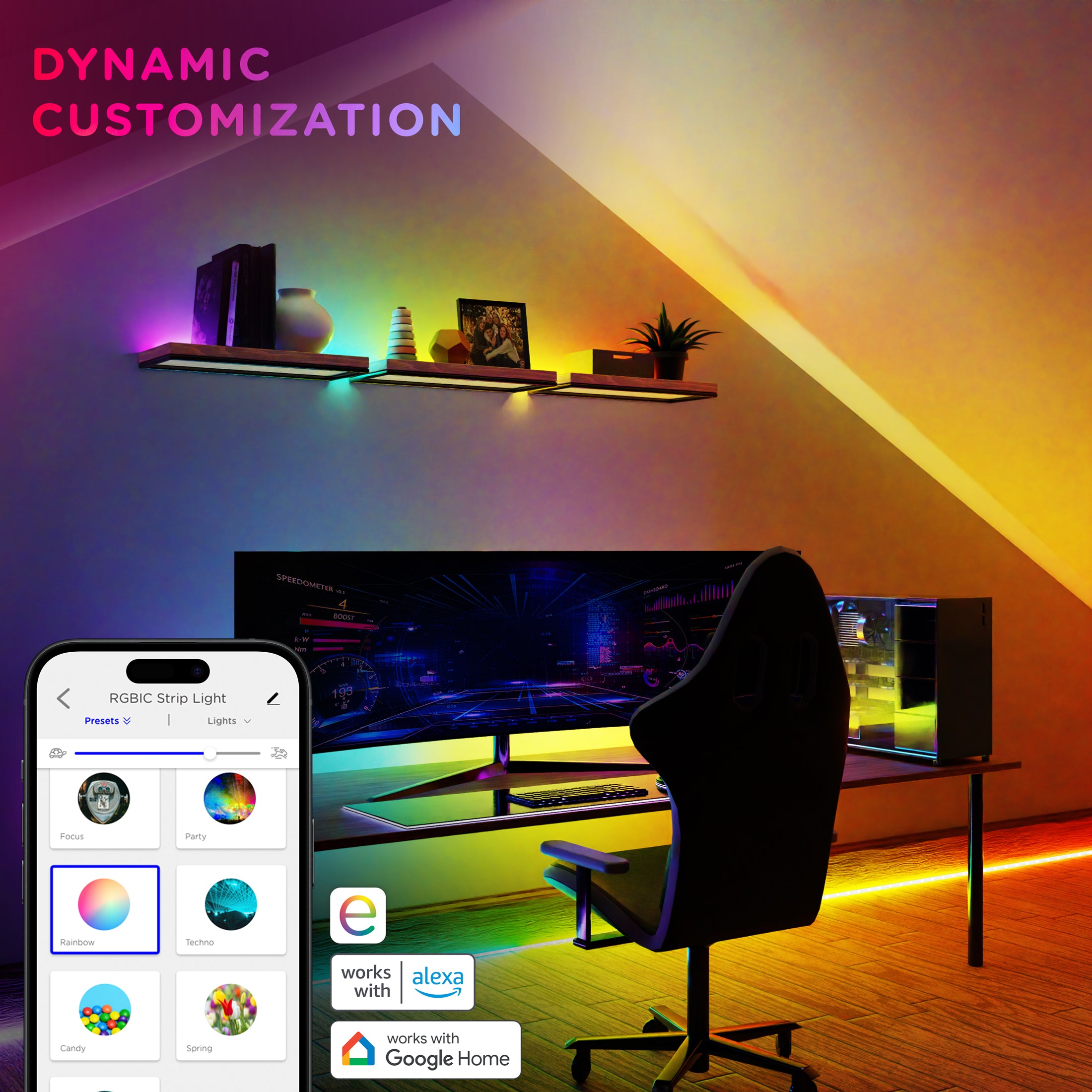 Enbrighten VIBE WiFi Spectrum Indoor Color-Changing LED Strip Lights, 10ft.