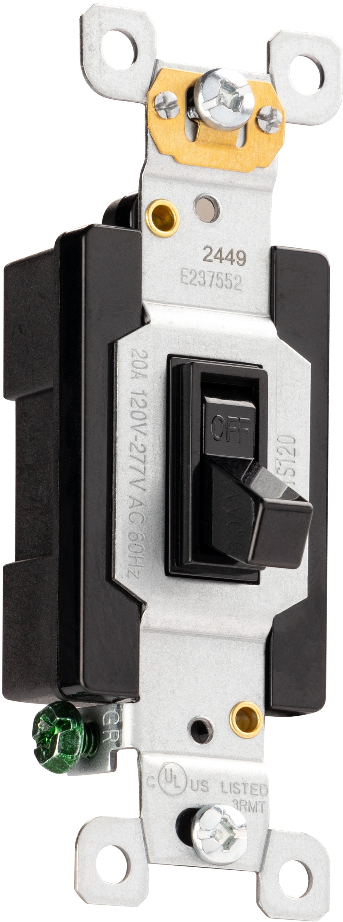 GE UltraPro Heavy-Duty Grounding Toggle Switch, Black