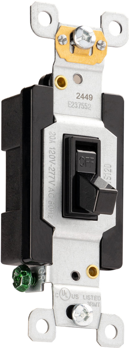 GE UltraPro Heavy-Duty Grounding Toggle Switch, Black