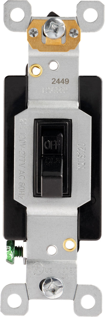GE UltraPro Heavy-Duty Grounding Toggle Switch, Black