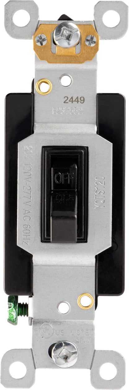 GE UltraPro Heavy-Duty Grounding Toggle Switch, Black
