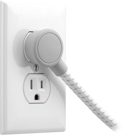 GE 3-Outlet Surge Protector with USB, 245 Joules, 1 USB-A & 1 USB-C Port, 4ft Braided Extension Cord, Flat Plug, White/Gray