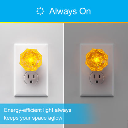 GE SleepLite Jewel Always On LED Night Light, Amber, 4 Pack