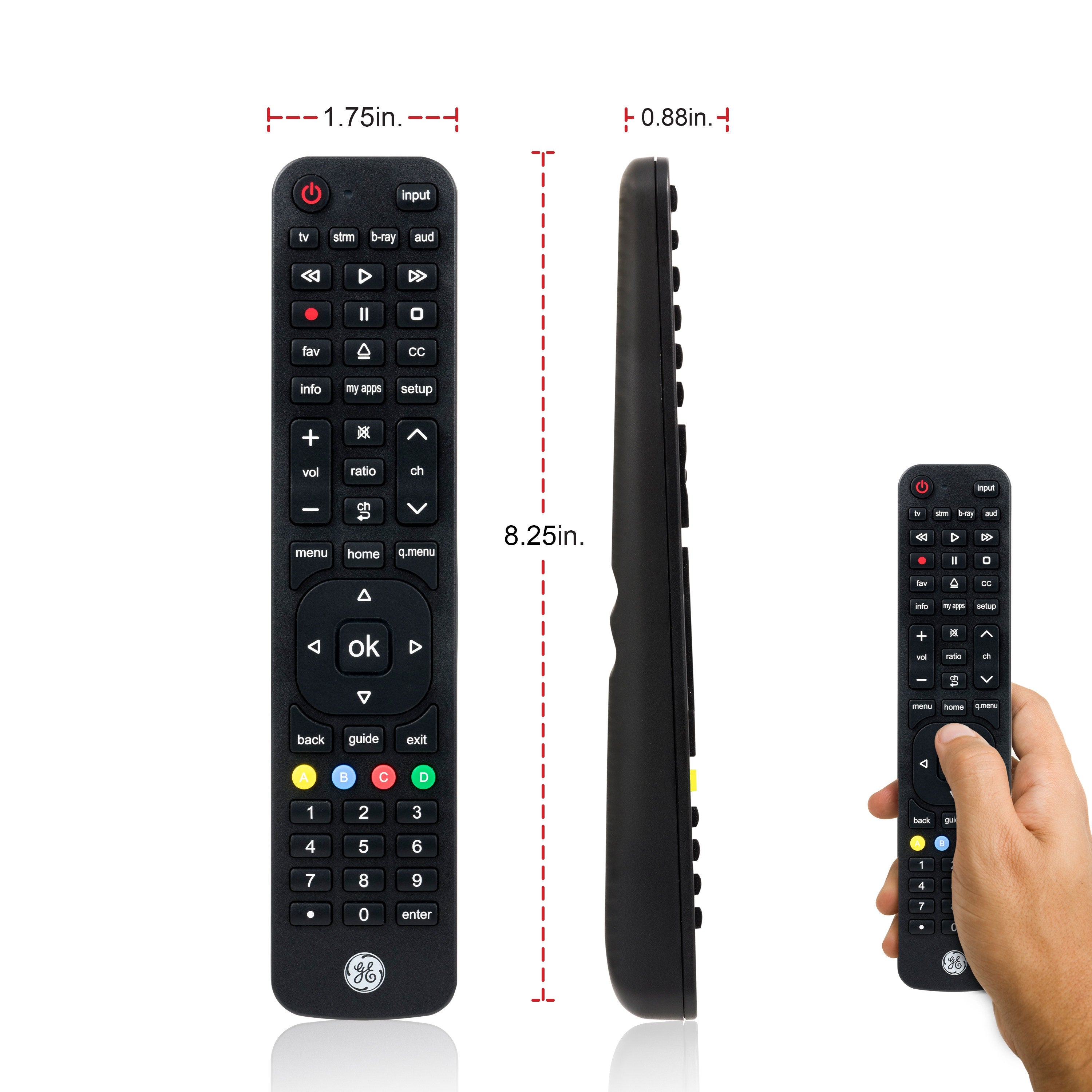 GE 4-Device Universal LG Replacement Remote, Black
