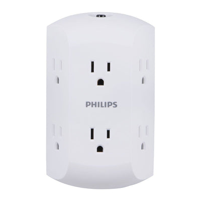 Philips 6-Outlet Wall Tap, White