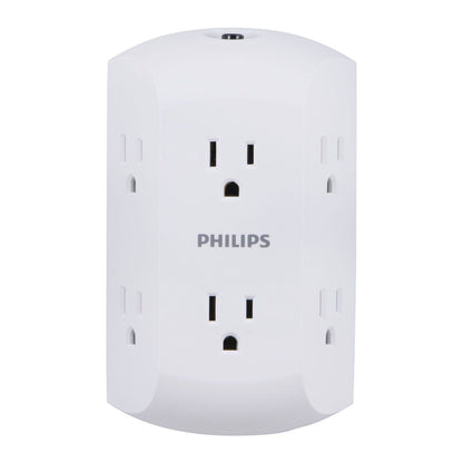 Philips 6-Outlet Wall Tap, White