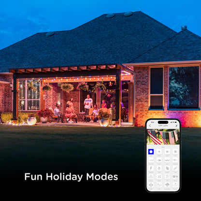 Enbrighten VIBE WiFi Vintage Color-Changing LED Cafe Lights Gen 2, 12 Bulbs, 24ft. Black Cord