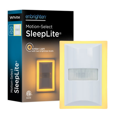 Enbrighten SleepLite Night Light, Motion Select, Motion-Boost, Amber LED, Coverlite, Backlit, White