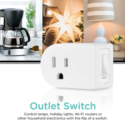 Cordinate Grounded 1-Outlet Power Switch, White