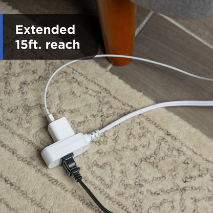 GE-branded UltraPro 3-Outlet Polarized Extension Cord, 15ft., Indoor, White