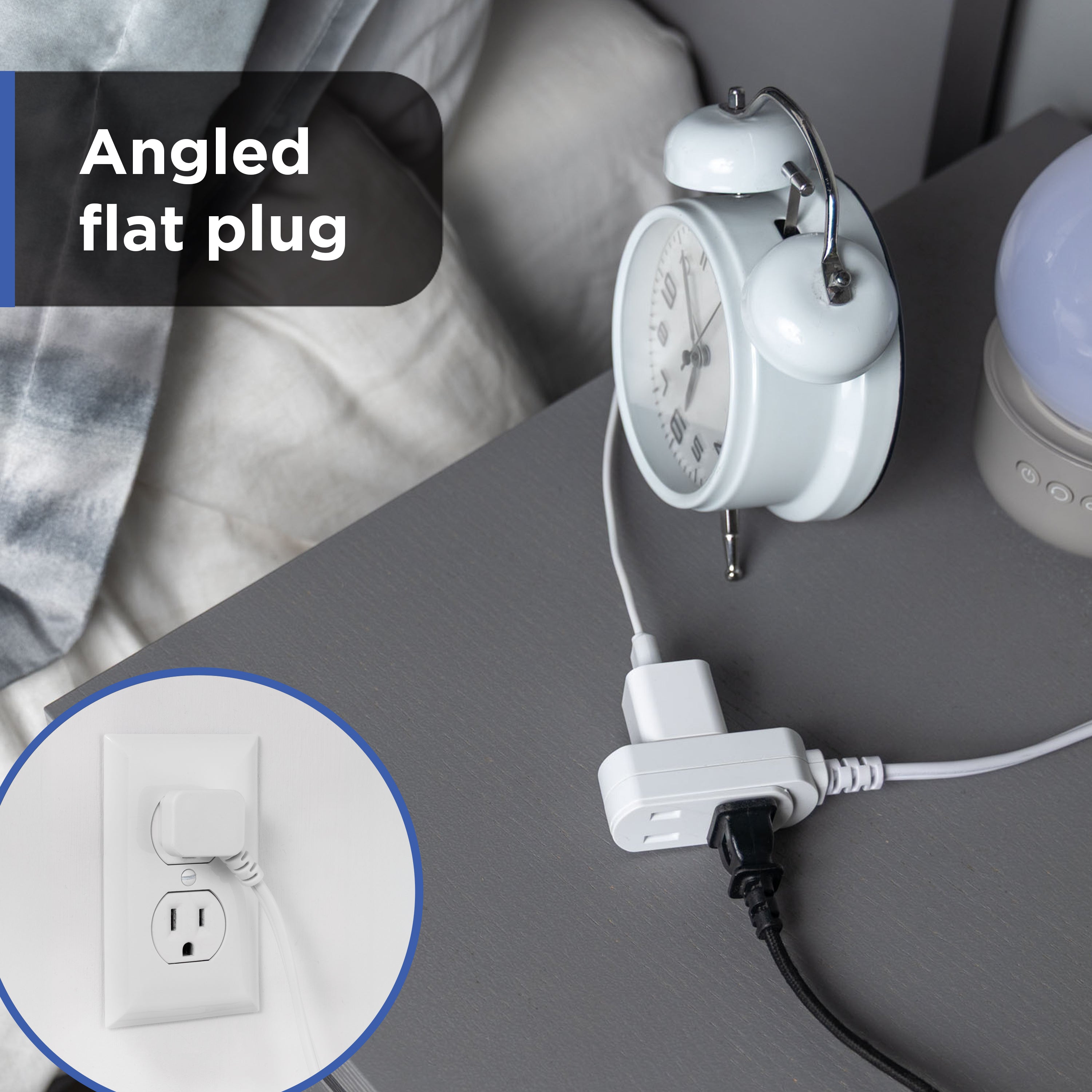GE-branded UltraPro 3-Outlet Polarized Extension Cord, 15ft., Indoor, White