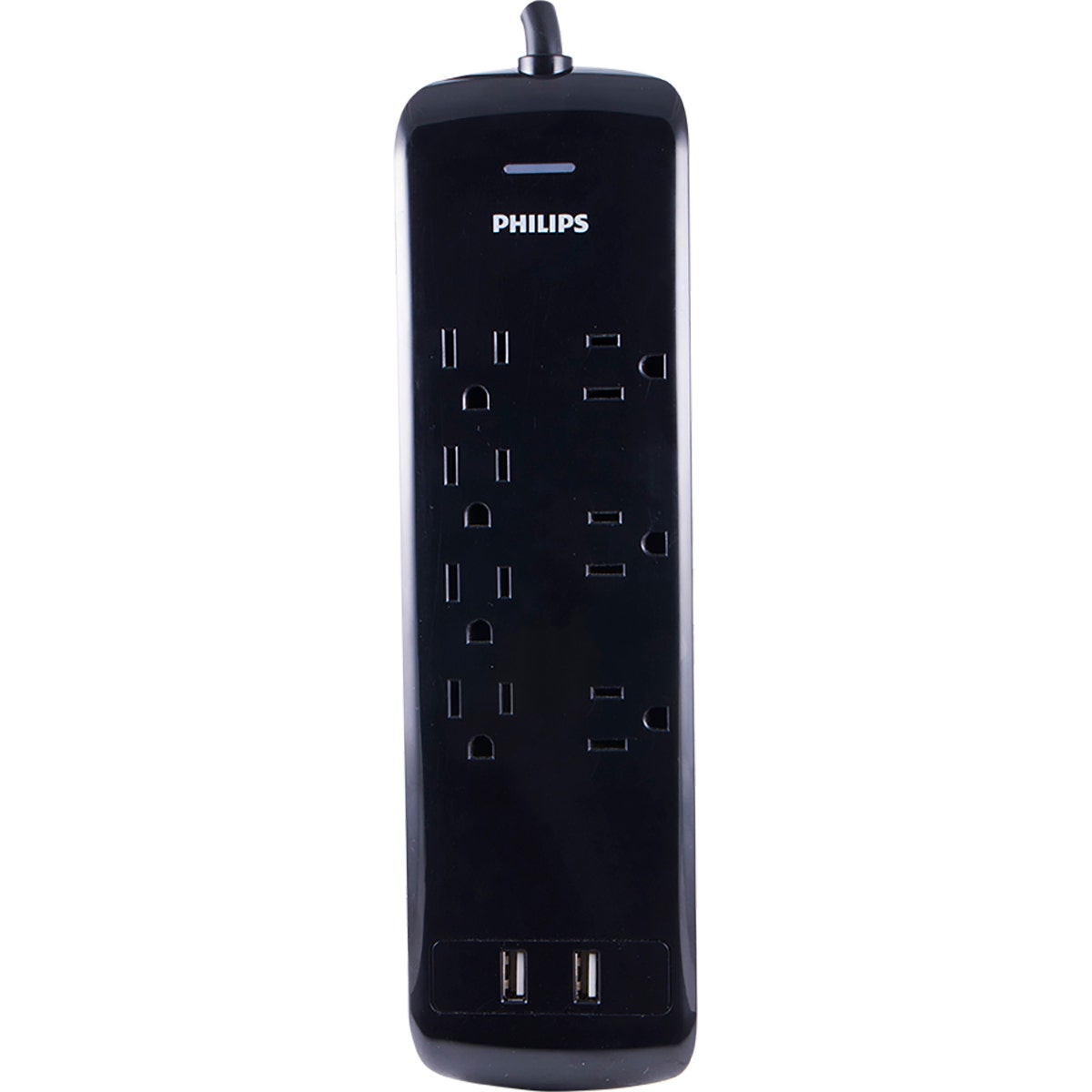 Philips 7-Outlet 2-USB 4ft. Surge Protector, Black