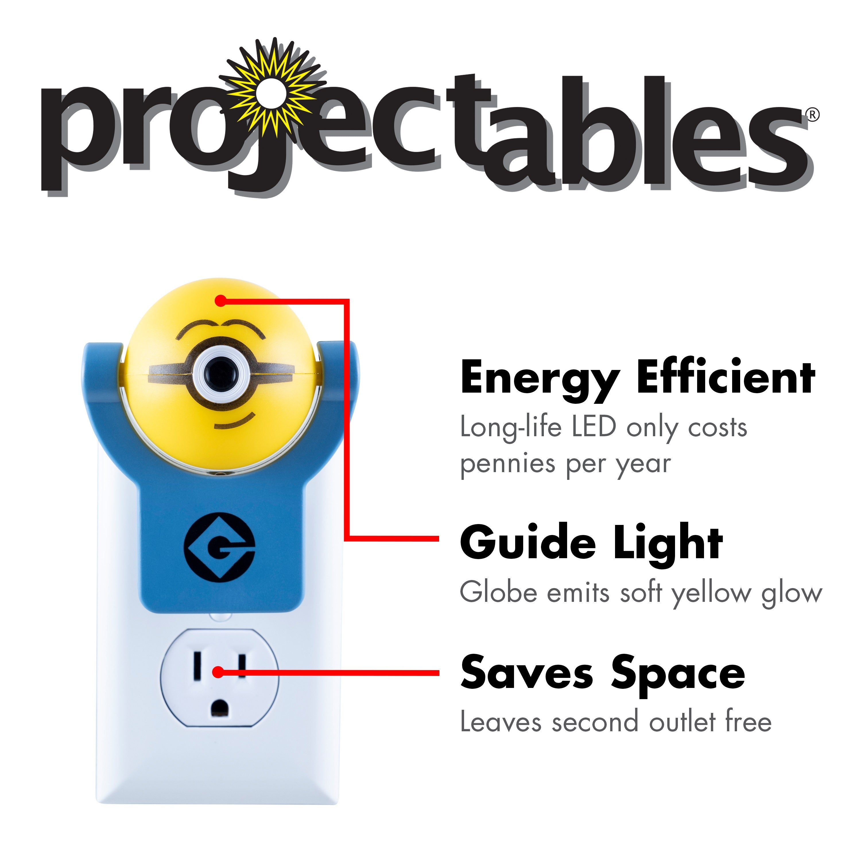 Universal Minions Projectables Light Sensing LED Night Light, Blue