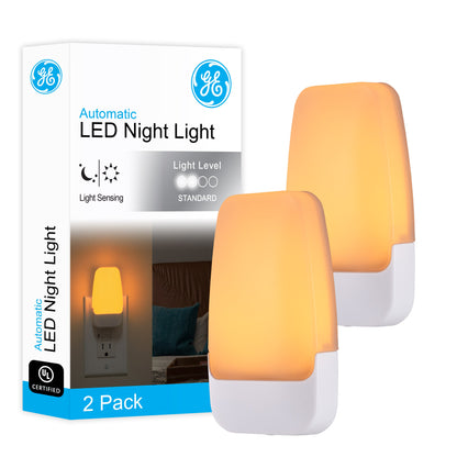 GE LED Light Sensing Night Light, 2 Pack, Amber