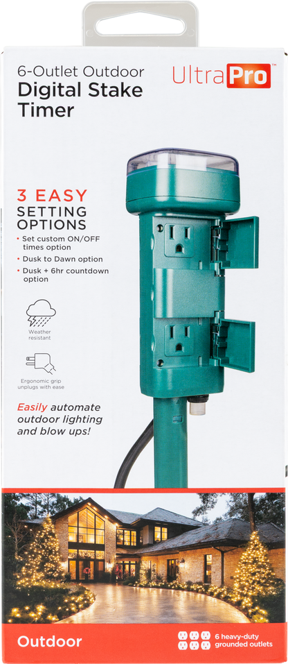 UltraPro 6-Outlet Outdoor Yard Stake Timer