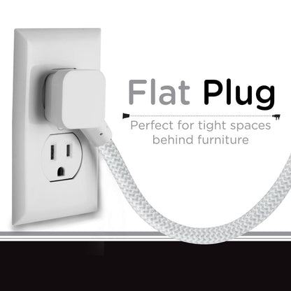 Cordinate 3-Outlet 5ft. Braided Extension Cord Cube, White