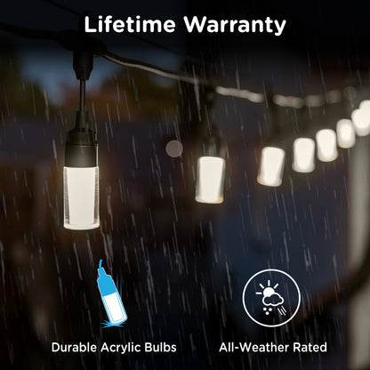 Enbrighten Modern Outdoor String Lights, 24ft, 12 Cylindrical Shatterproof Bulbs, Cool White