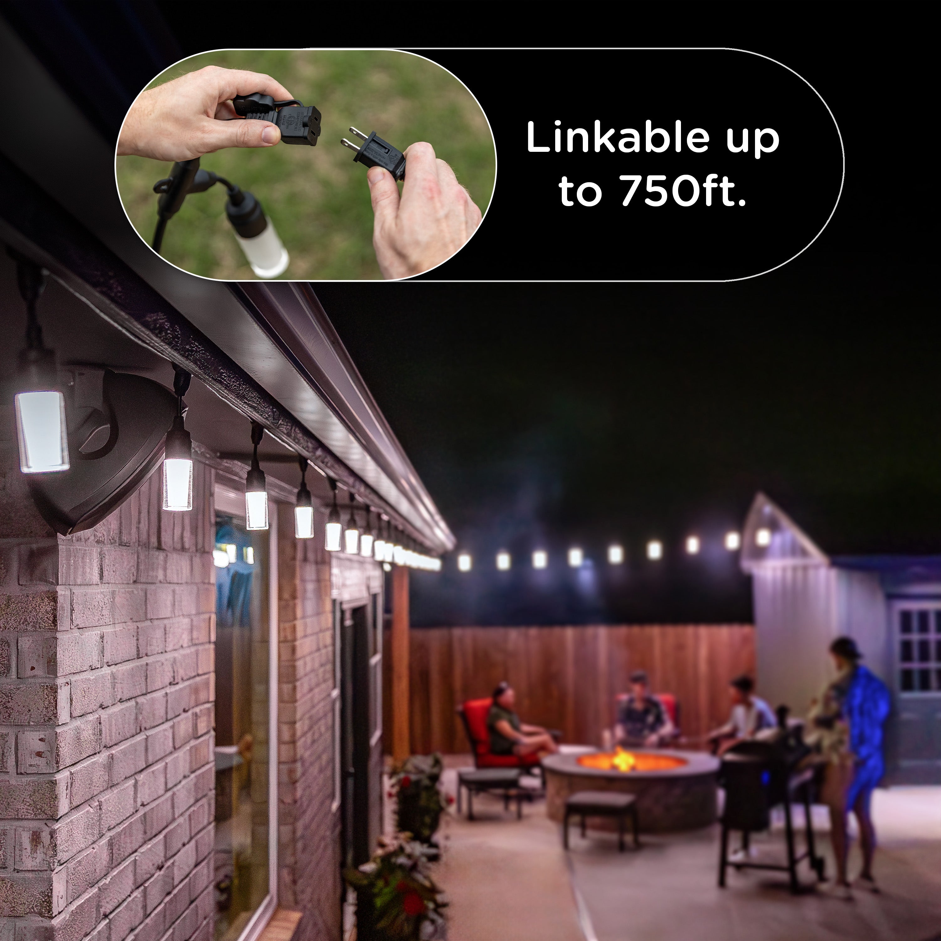 Enbrighten Modern Outdoor String Lights, 24ft, 12 Cylindrical Shatterproof Bulbs, Cool White