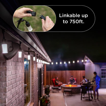 Enbrighten Modern Outdoor String Lights, 24ft, 12 Cylindrical Shatterproof Bulbs, Cool White