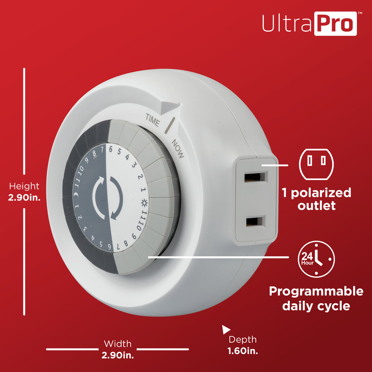 UltraPro 24-Hour 1-Outlet Plug-in Mechanical Timer, 2 Pack