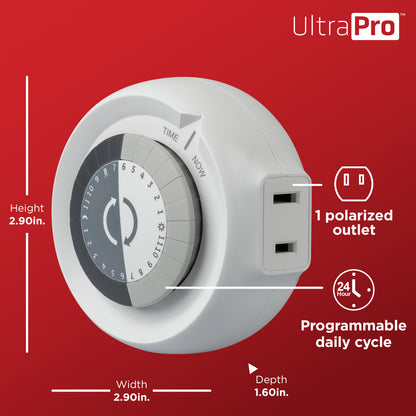 UltraPro 24-Hour 1-Outlet Plug-in Mechanical Timer, 2 Pack
