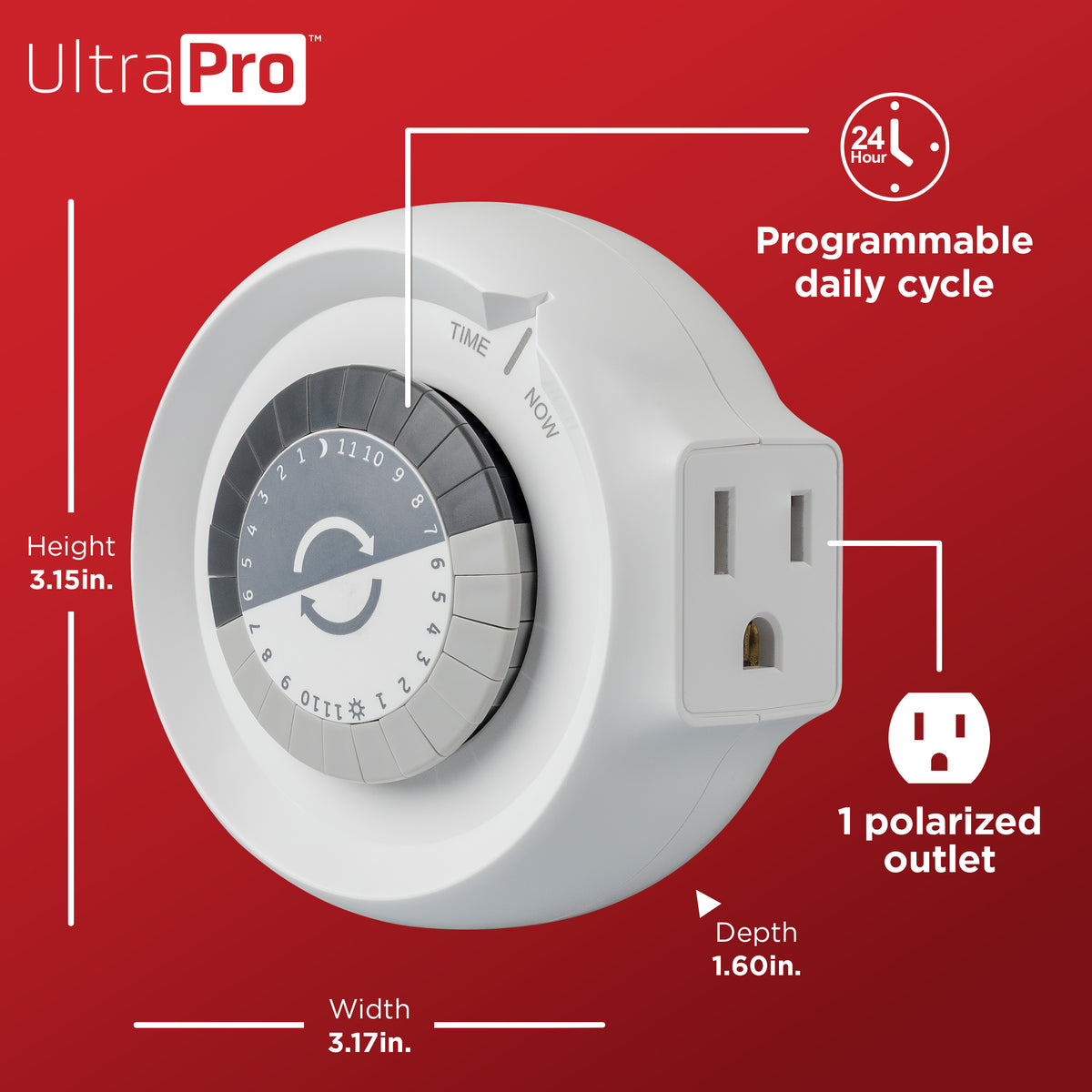 UltraPro 24-Hour 1-Outlet Grounded Plug-in Mechanical Timer, 2 Pack