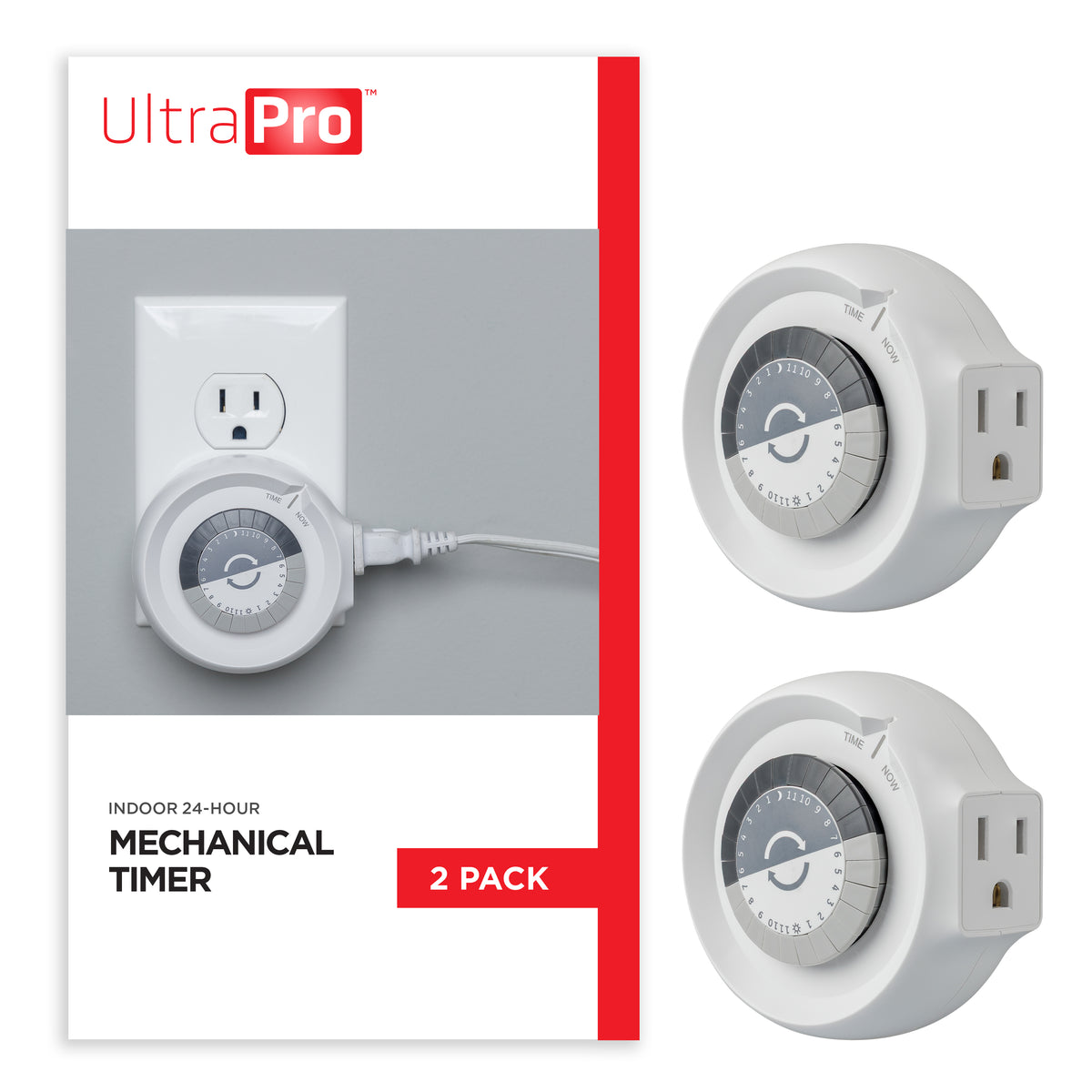 UltraPro 24-Hour 1-Outlet Grounded Plug-in Mechanical Timer, 2 Pack